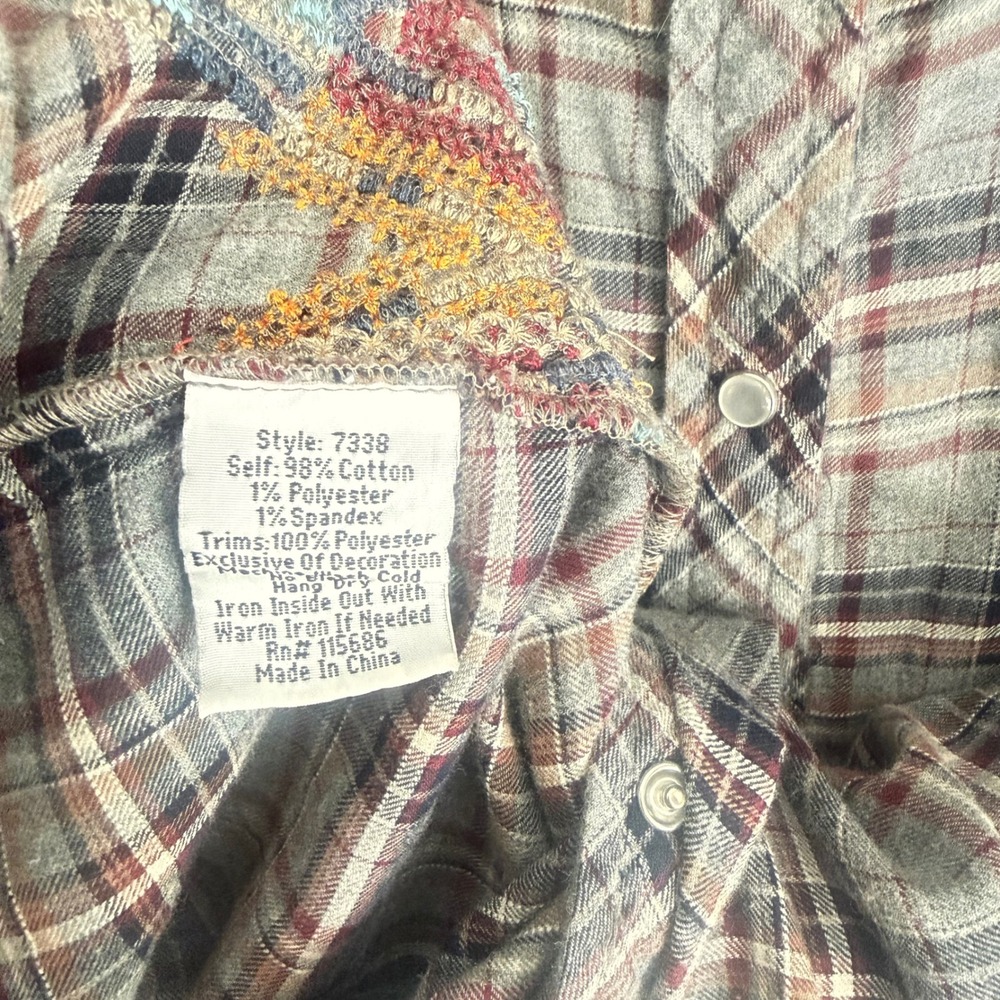 Johnny Was Workshop Tunic Shirtdress Womens Medium Plaid Embroidered Pearl Snap - Picture 5 of 7